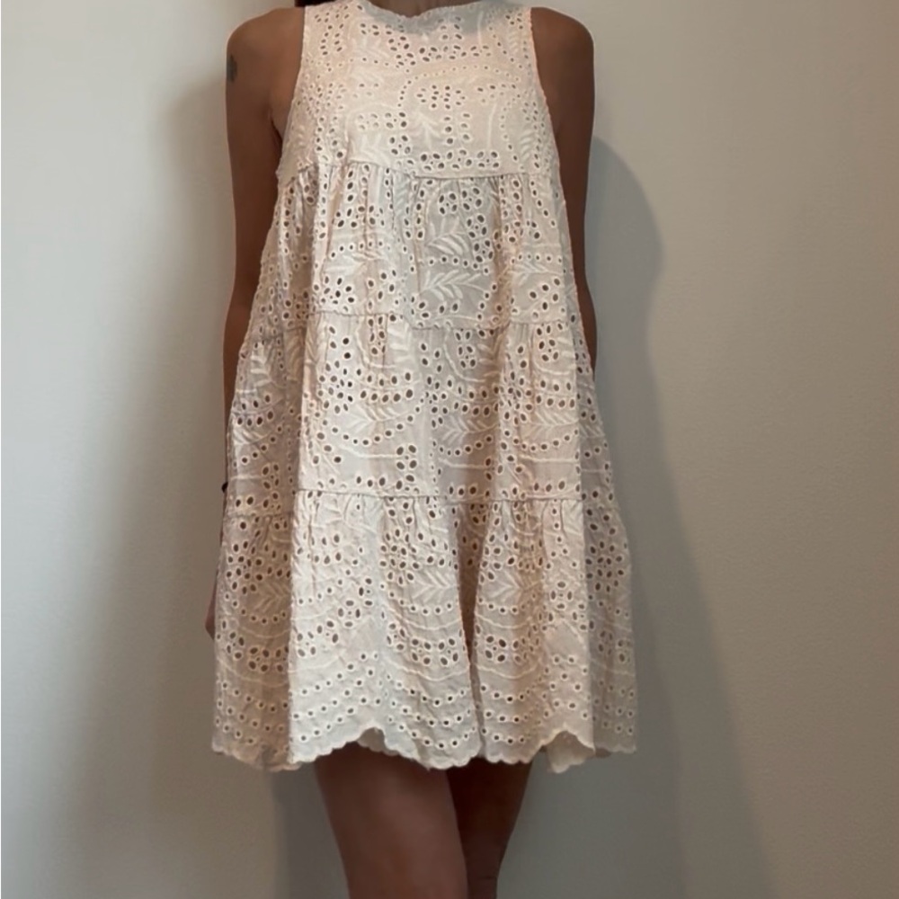 By Together Cream Eyelet Mini Dress